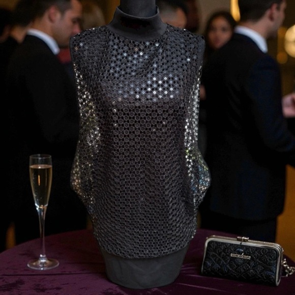 E•PSE BLACK LACE SHEER OVERLAY RHINESTONE PARTY HOLIDAY MINI DRESS🔥SIZE M NWT - Picture 10 of 10